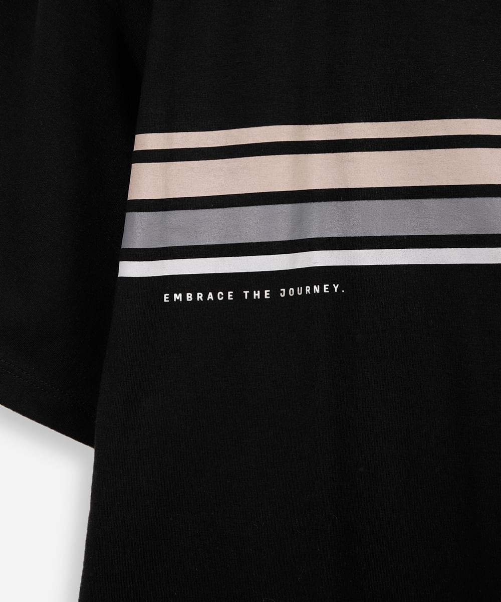 camiseta juvenil comfort listras preta