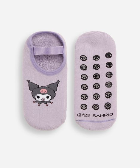 meia sapatilha infantil antiderrapante hello kitty lilás