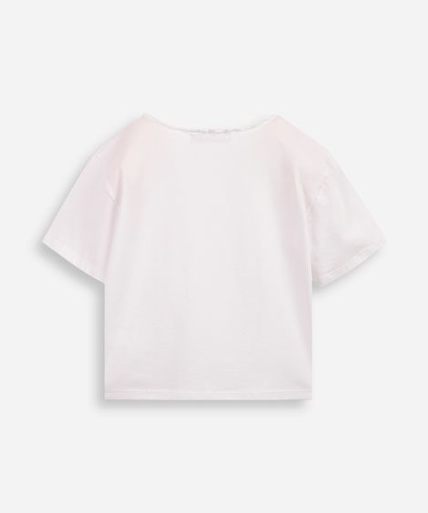 blusa juvenil manga curta lacinhos frente off white