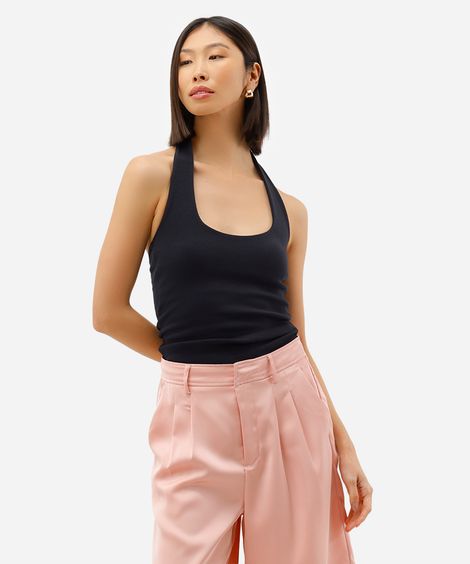 blusa frente única feminina de algodão preta