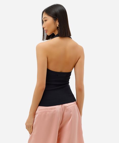 blusa frente única feminina de algodão preta