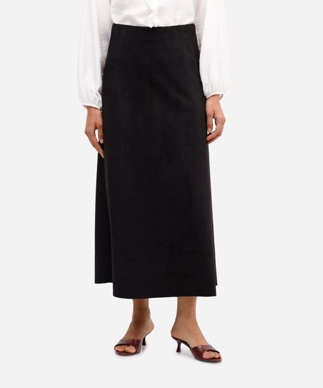 saia feminina midi suede preta
