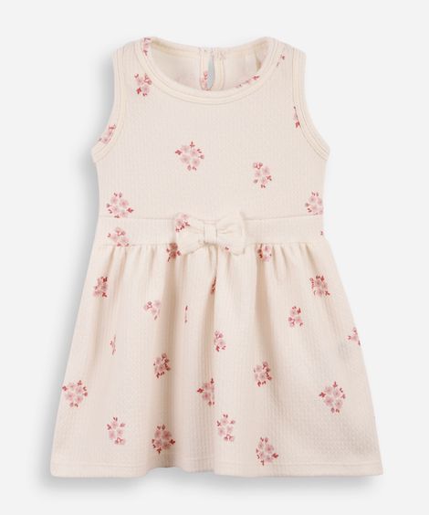 vestido infantil texturizado floral off white