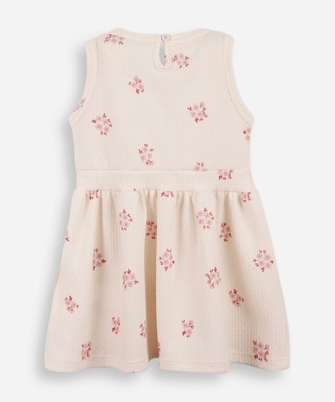 vestido infantil texturizado floral off white
