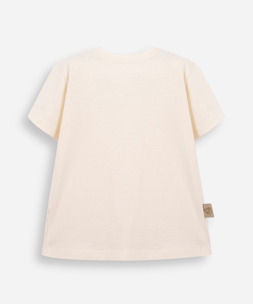 camiseta infantil de algodão manga curta simba bege