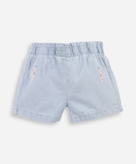 shorts infantil jeans flor azul