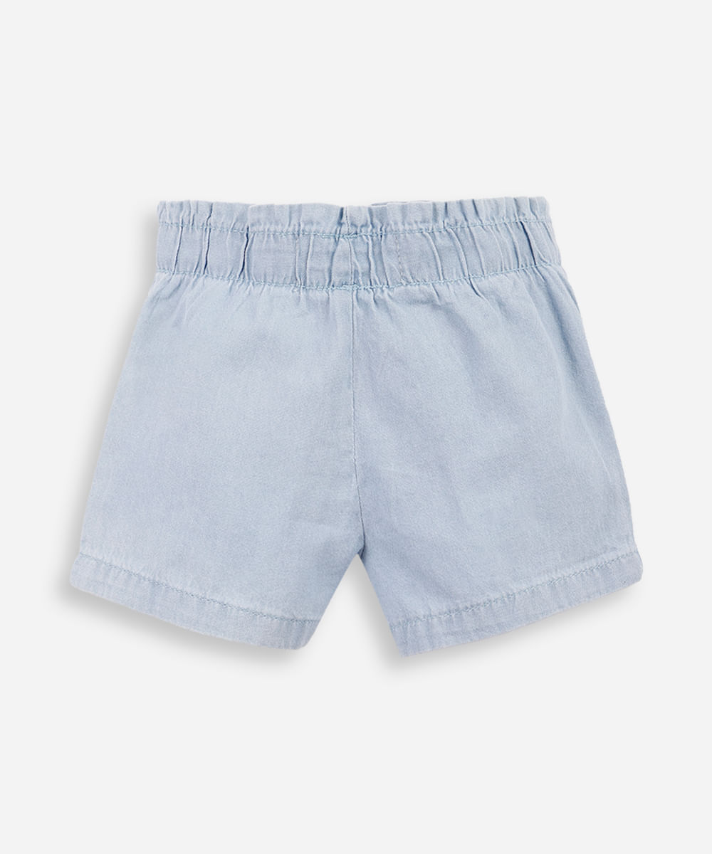 shorts infantil jeans flor azul