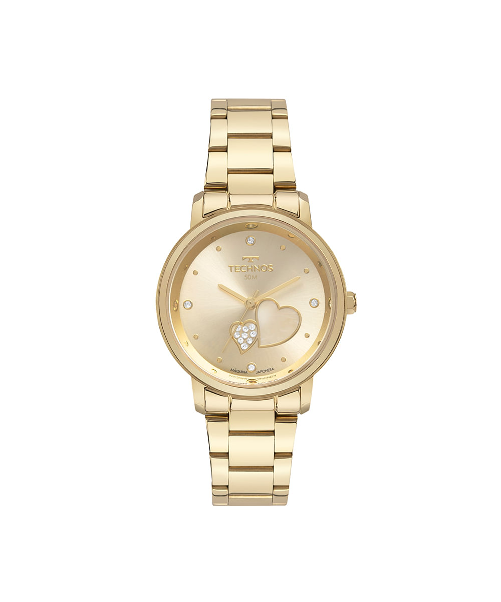 relógio feminino technos analógico 2036nas1x dourado