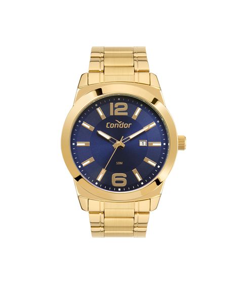 kit relógio masculino condor analógico calendário co2115mxtk4a dourado