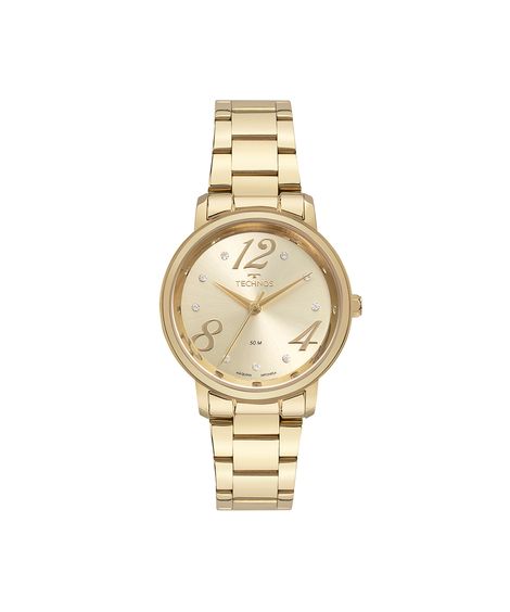 kit relógio feminino technos analógico 2035myak1d dourado