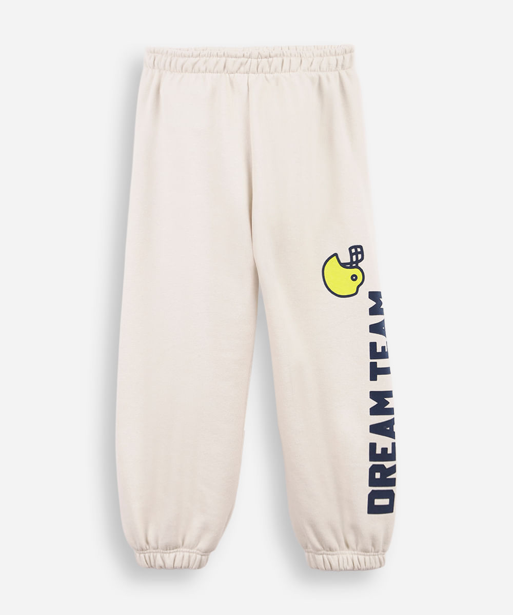 calça infantil moletom college bege