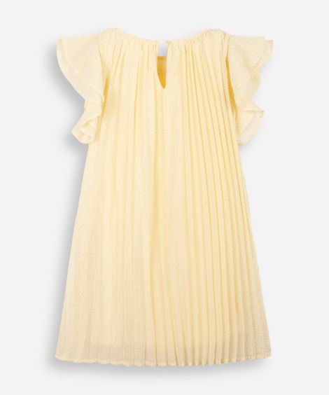 vestido infantil plissado com brilhos amarelo