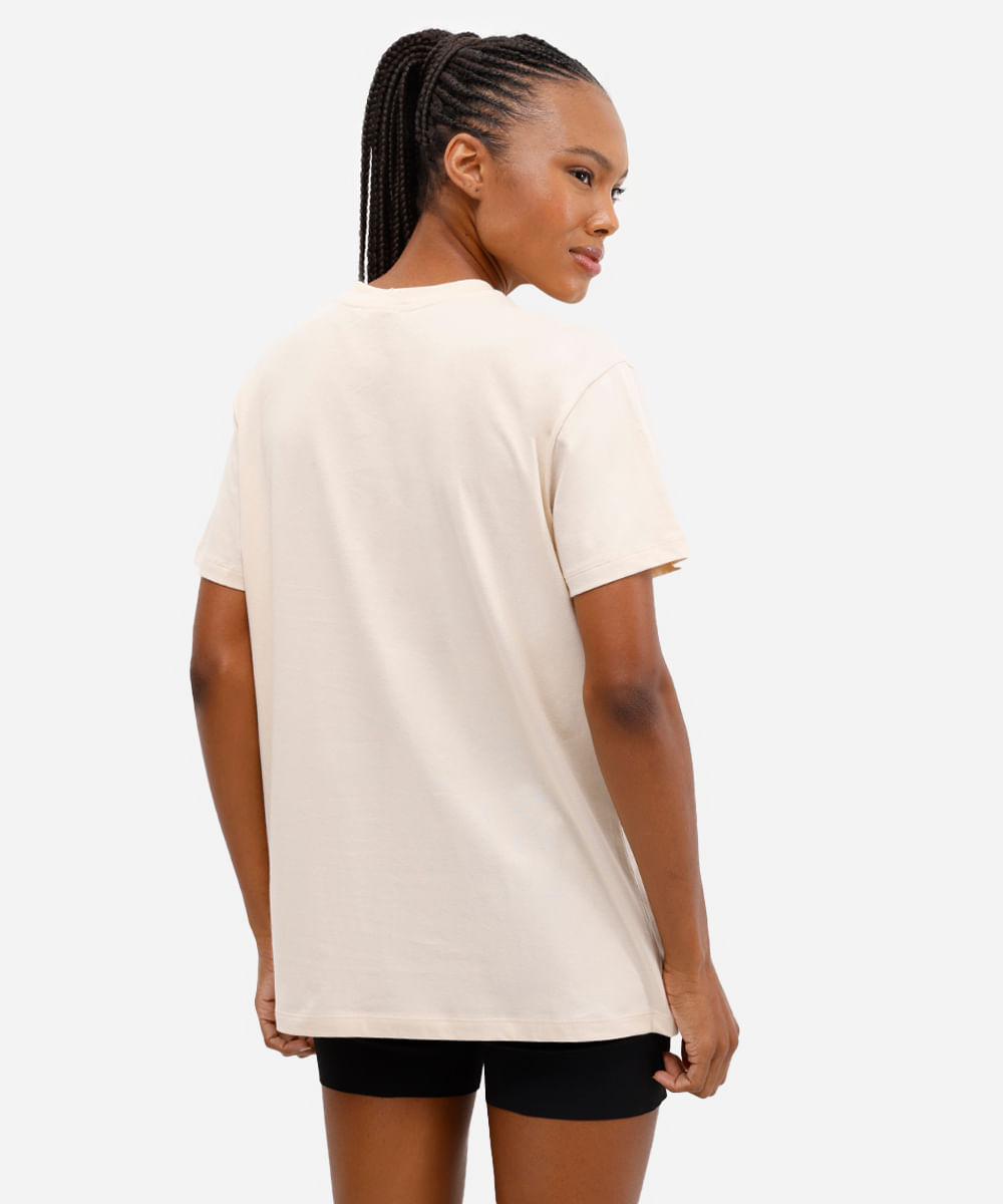 camiseta feminina de algodão esportiva estampada - areia