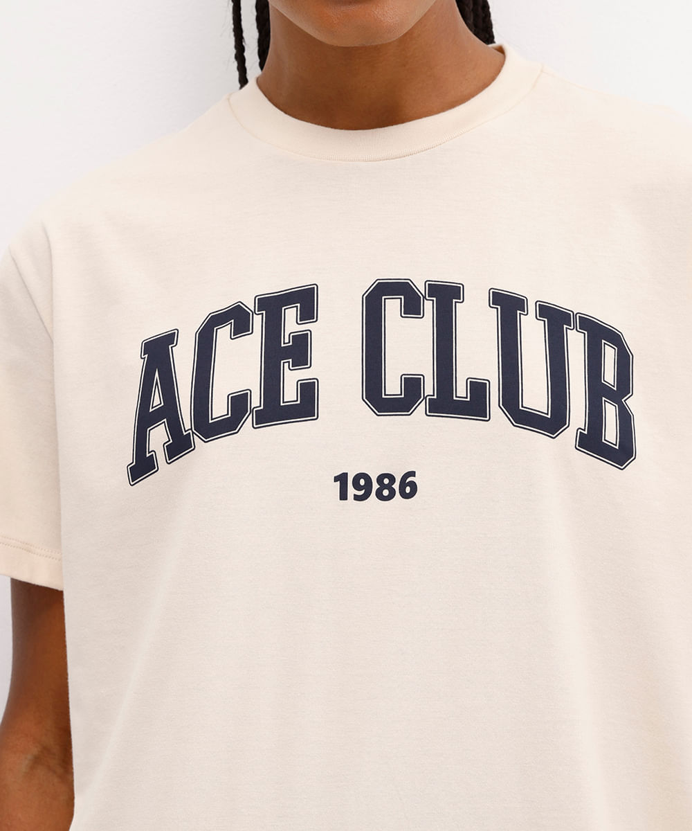camiseta feminina de algodão esportiva estampada - areia