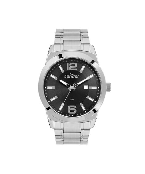 kit relógio masculino condor analógico calendário co2115nbsk4p prateado