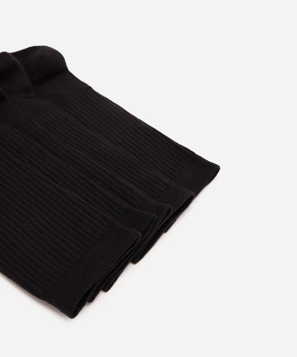 kit de 5 meias cano longo esportivas caneladas preto