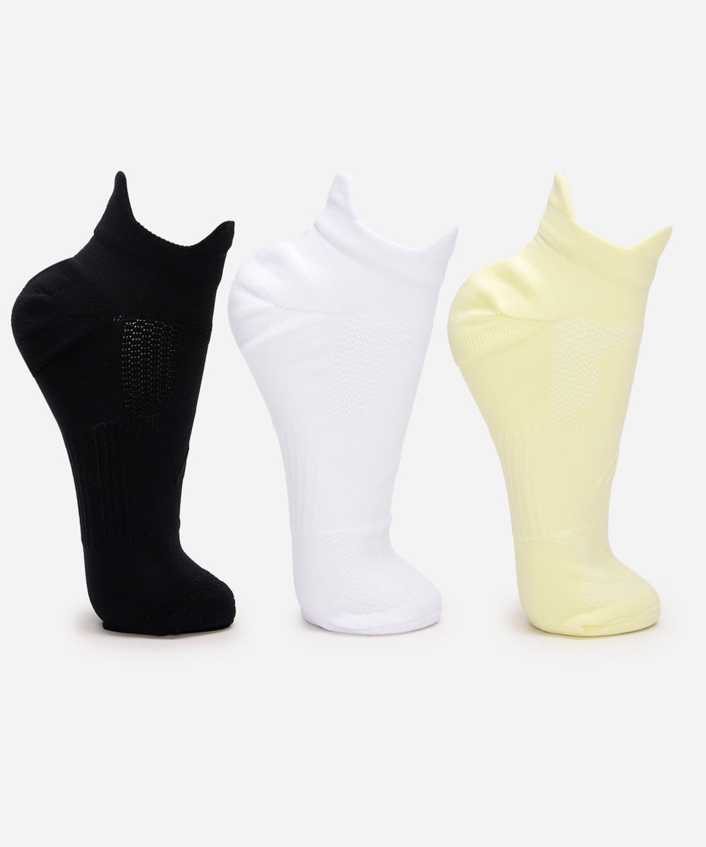 kit de 3 meias esportivasmasculinas cano curto colorido