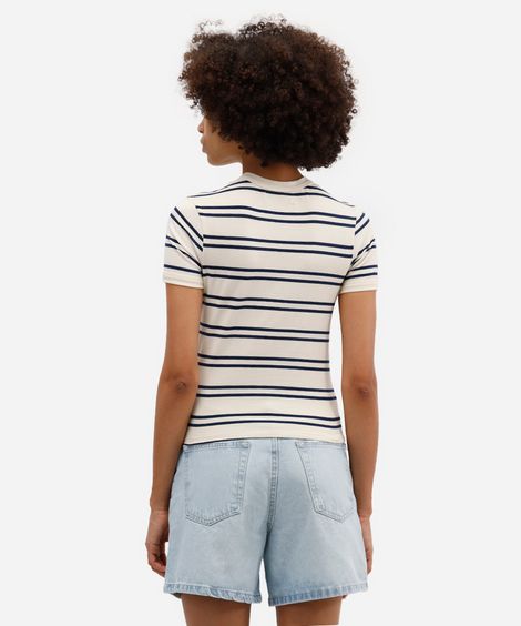 camiseta feminina listrada amarela