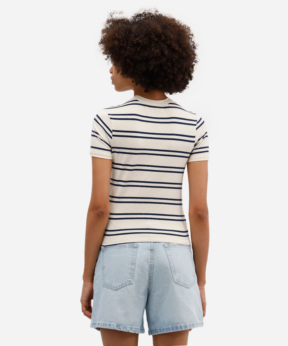 camiseta feminina listrada amarela