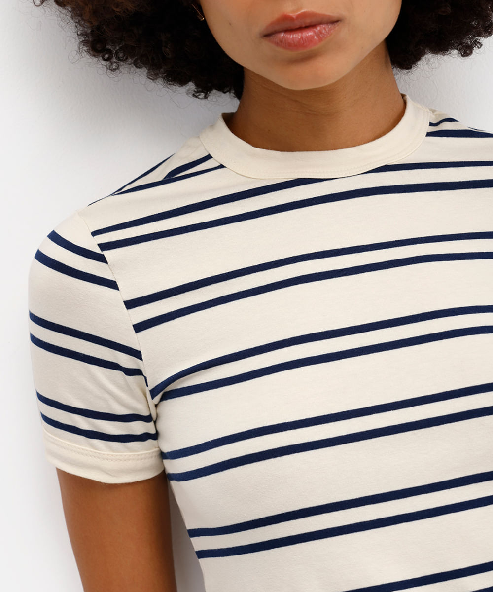 camiseta feminina listrada amarela