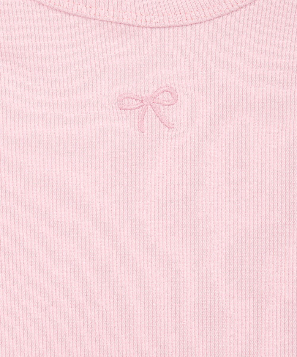 regata infantil de algodão com bordado canelada rosa