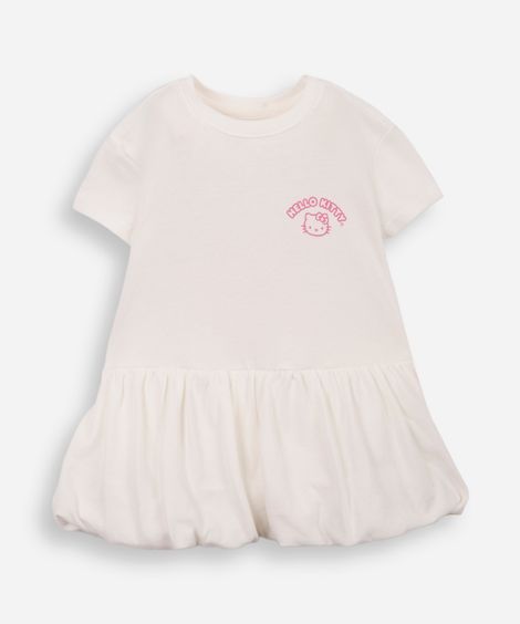 vestido balonê infantil de algodão hello kitty off white
