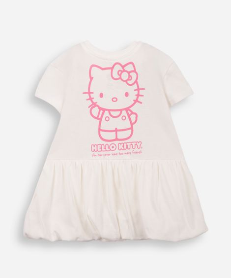 vestido balonê infantil de algodão hello kitty off white