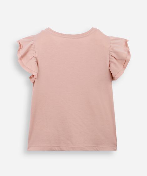 blusa infantil de algodão bordado borboleta com paetê rosa