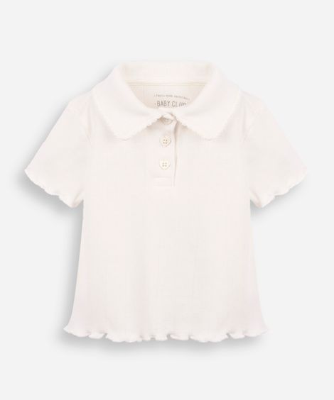 polo infantil manga curta texturizada off white
