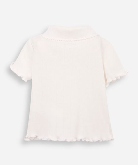 polo infantil manga curta texturizada off white