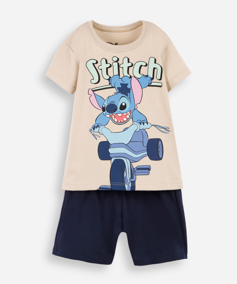 conjunto infantil curto stitch colorido