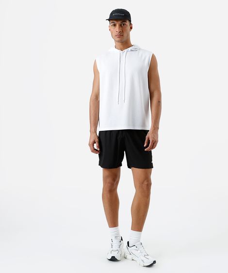 short masculino esportivo com bermuda interna e refletivos preto