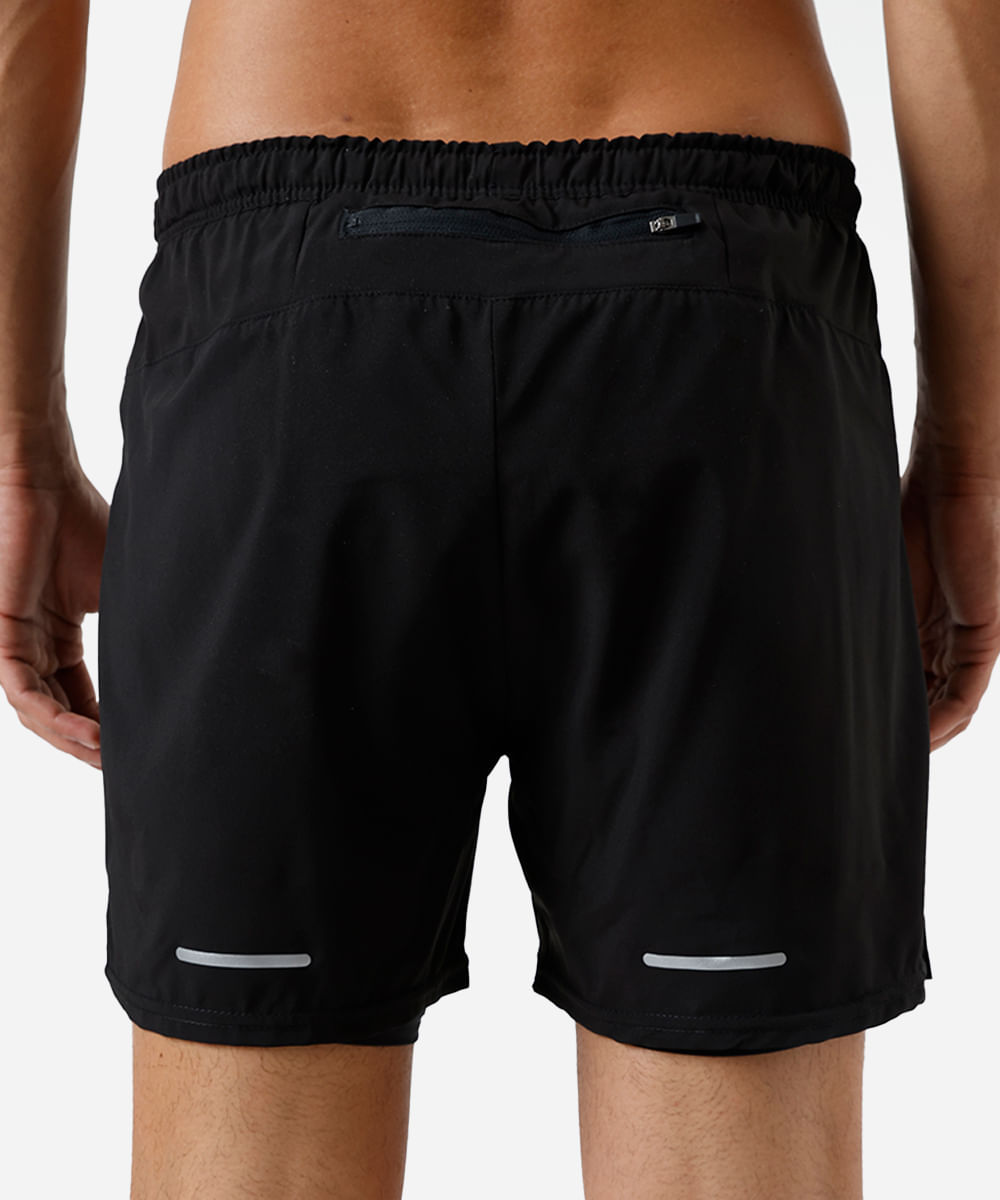 short masculino esportivo com bermuda interna e refletivos preto