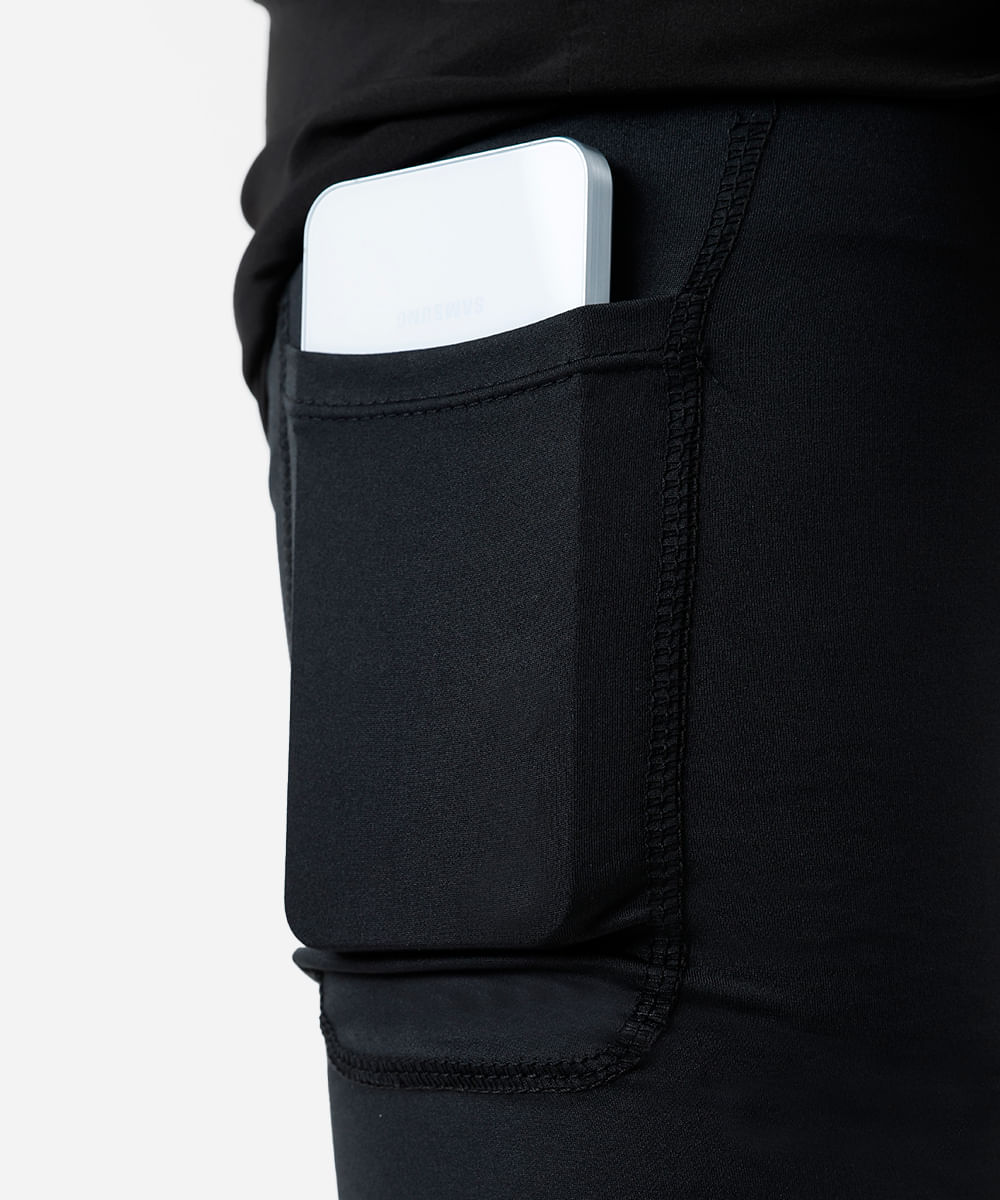 short masculino esportivo com bermuda interna e refletivos preto