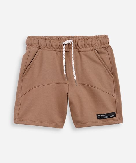 bermuda infantil de moletom recortes bege