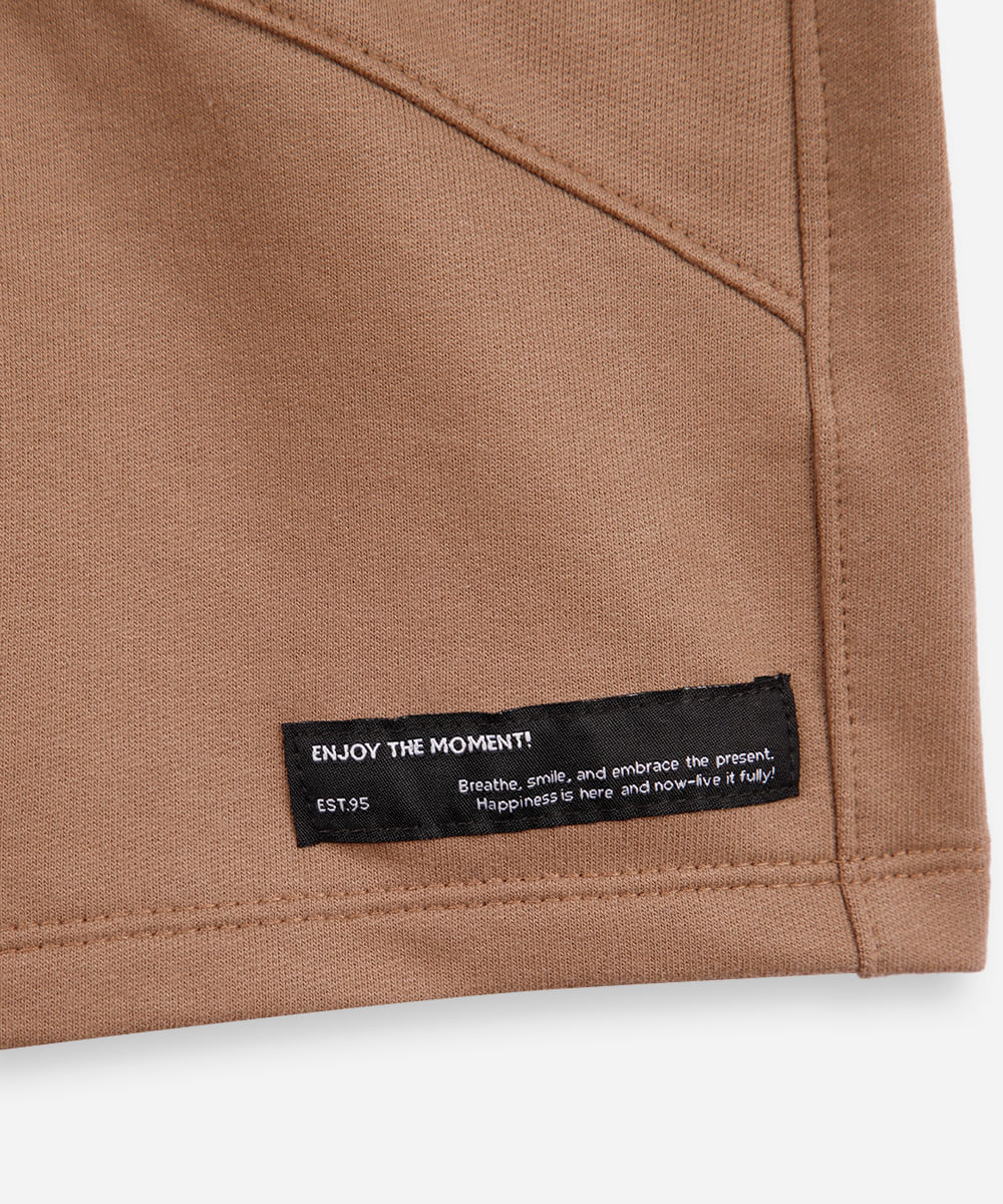 bermuda infantil de moletom recortes bege