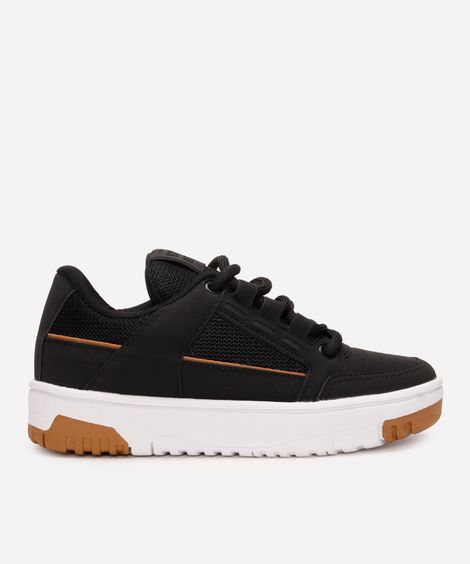 tênis casual infantil com recortes ollie preto
