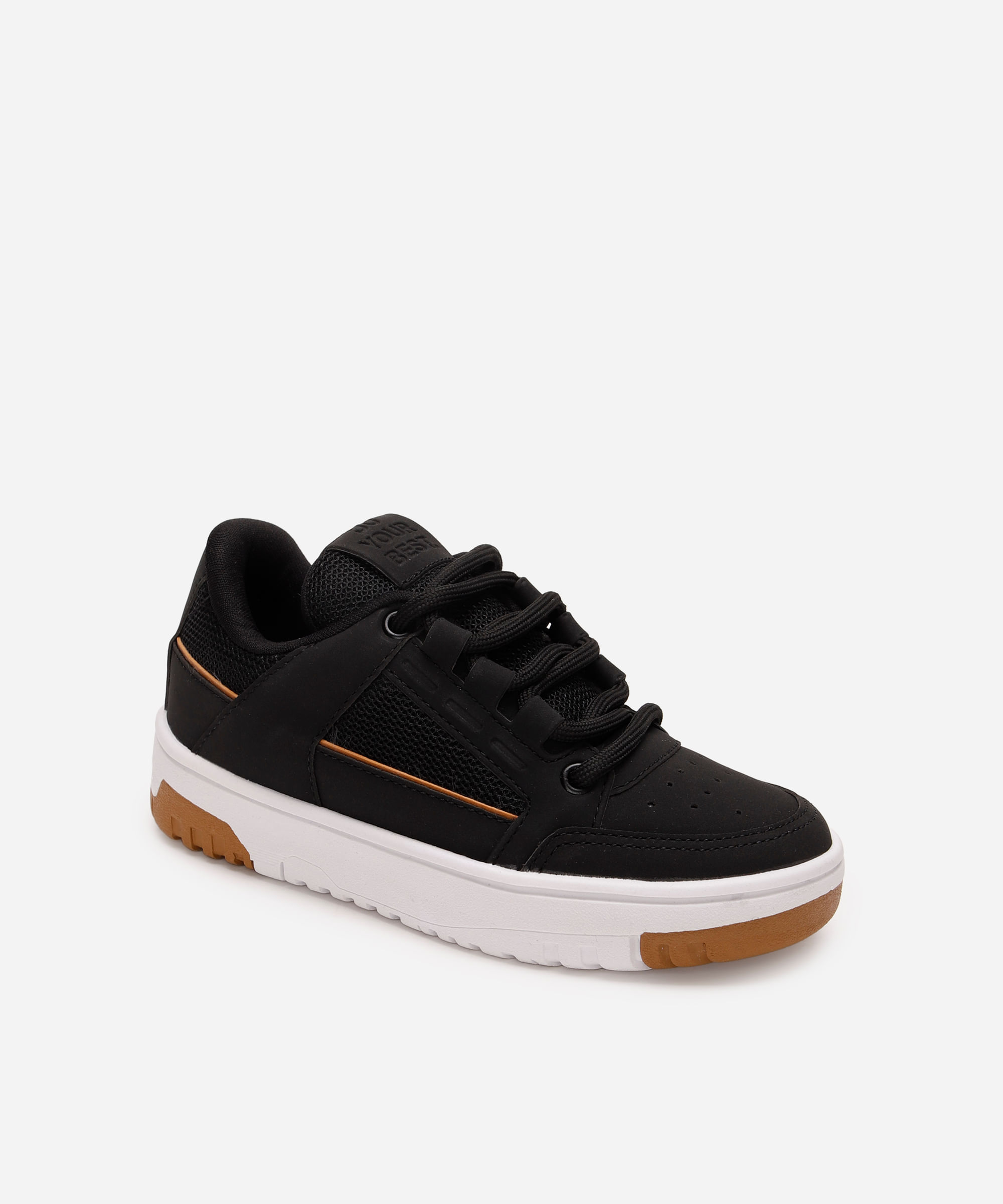 tênis casual infantil com recortes ollie preto