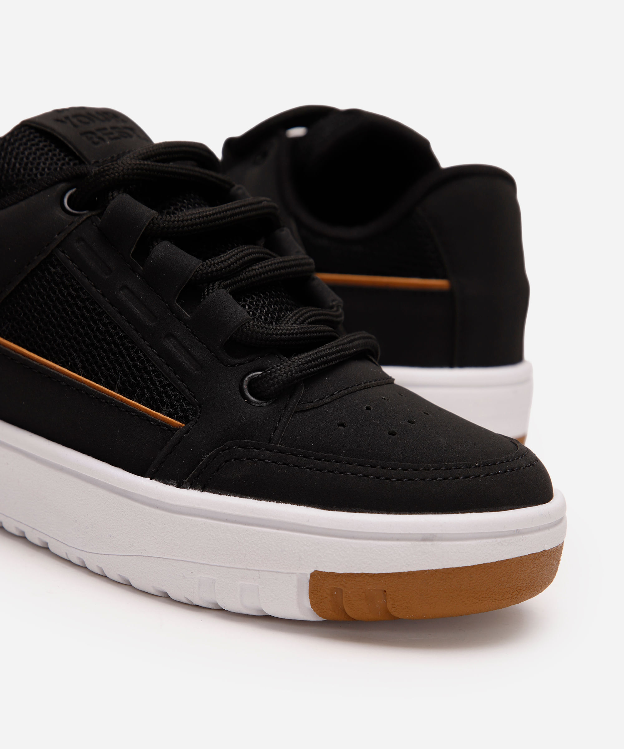 tênis casual infantil com recortes ollie preto