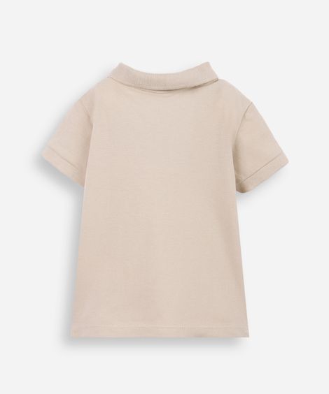 polo infantil de algodão com bordado bege
