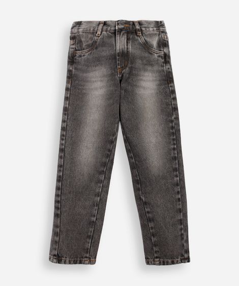 calça infantil jeans reta stone marmorizado cinza