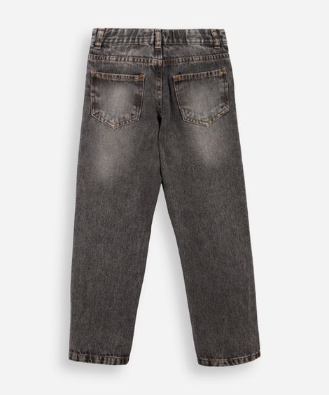 calça infantil jeans reta stone marmorizado cinza