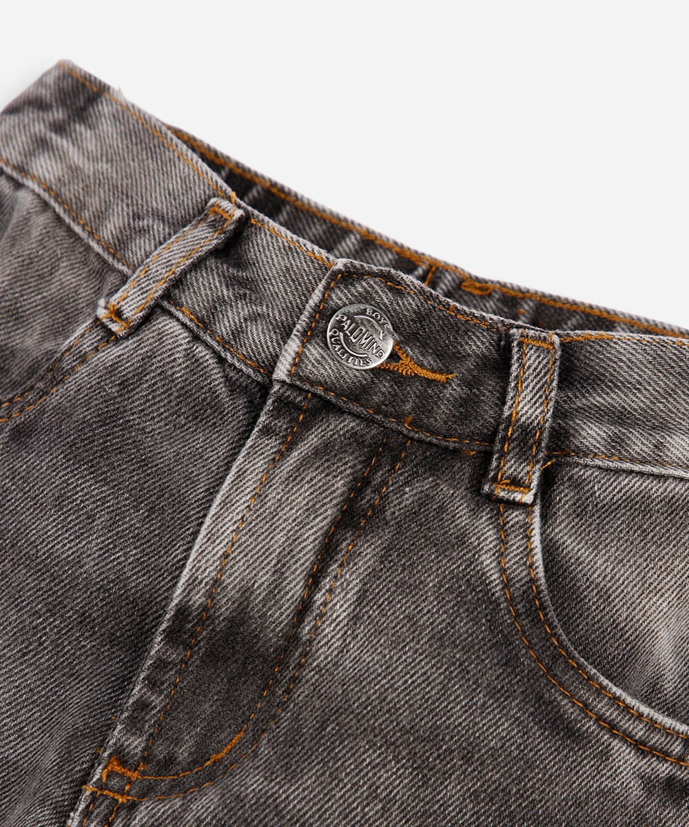 calça infantil jeans reta stone marmorizado cinza
