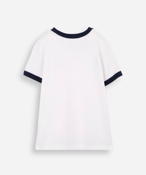 camiseta infantil de algodão com bordado off white