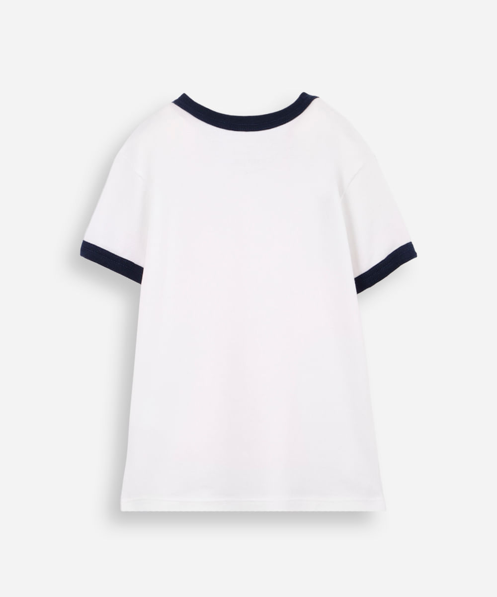 camiseta infantil de algodão com bordado off white