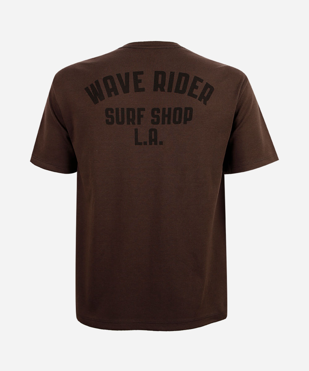 camiseta juvenil frente estampa wave rider marrom