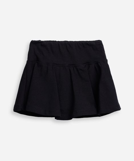 short saia infantil evasê liso  - preto