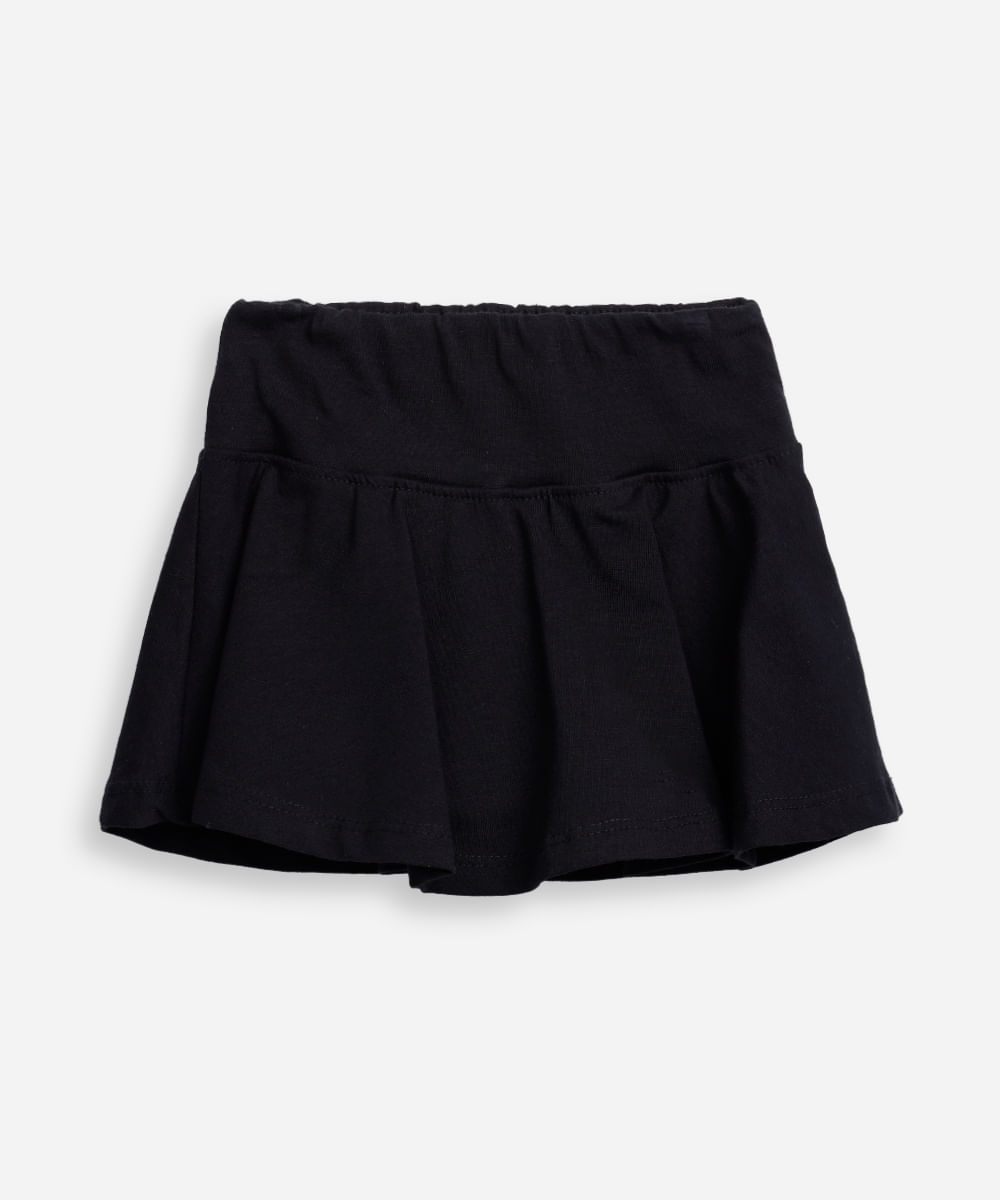 short saia infantil evasê liso  - preto