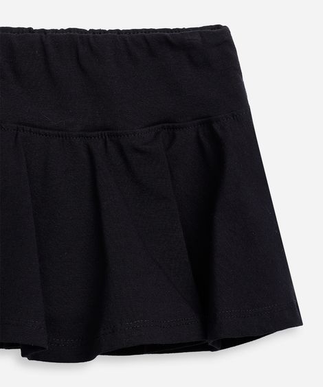 short saia infantil evasê liso  - preto