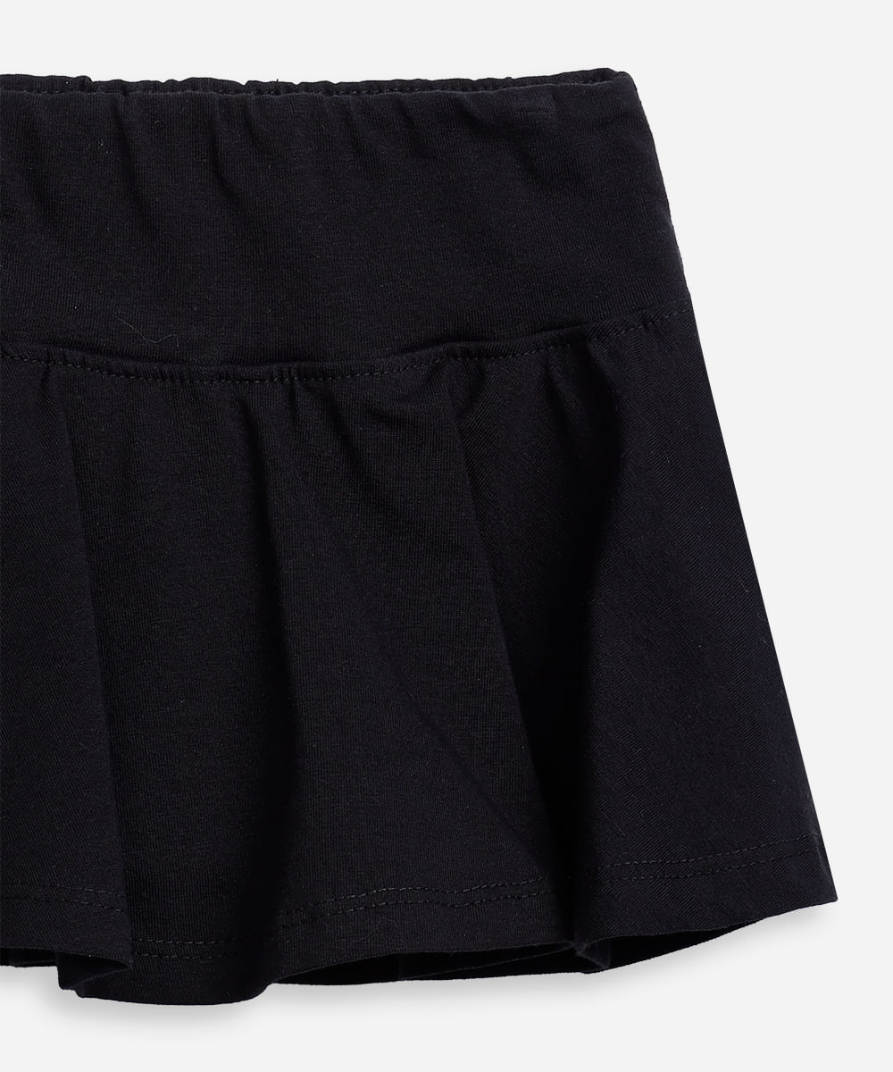 short saia infantil evasê liso  - preto